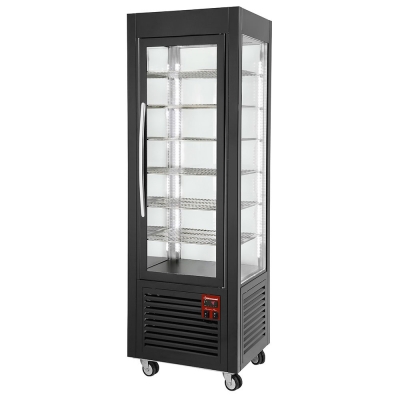 Vitrine panoramique, 5 grilles, ventilée, 360 LT, Noire SNE/GB-B7-R2